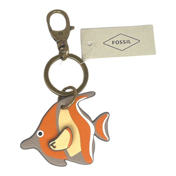 Fossil Tropical Fish Sofia Key Fob Key Chain Gray Orange - Picture 2 of 4